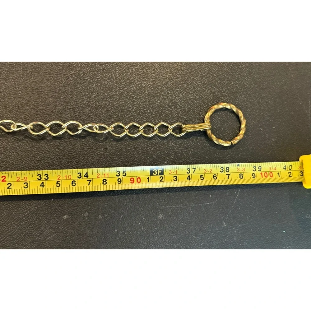 Womens OS Chain Belt Gold Textured Twisted Ring Link Adjustable Vintage